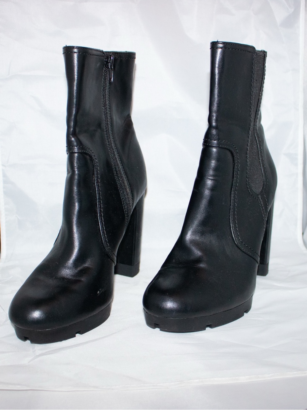 Bar III Black Leather-Look High Heel Ankle Boots